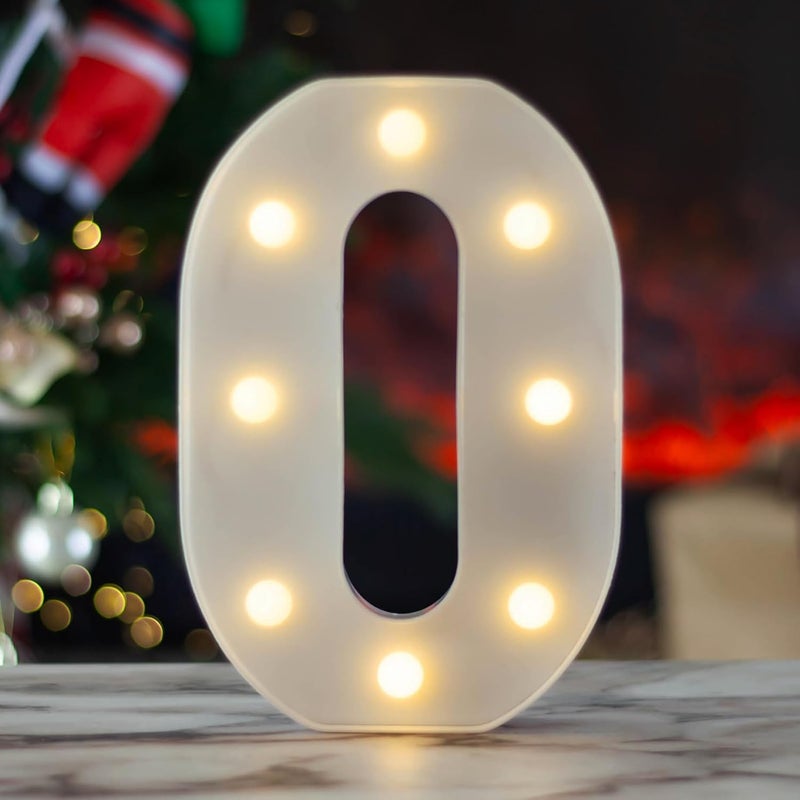SKYPHAROS LED Marquee Letters, White 26 Alphabet Light Up Letters, Battery Powered LED Letter Lights for Birthday Party, Christmas Night, Home, Bar, Graduation, Wedding Decoration(O) - Image 1